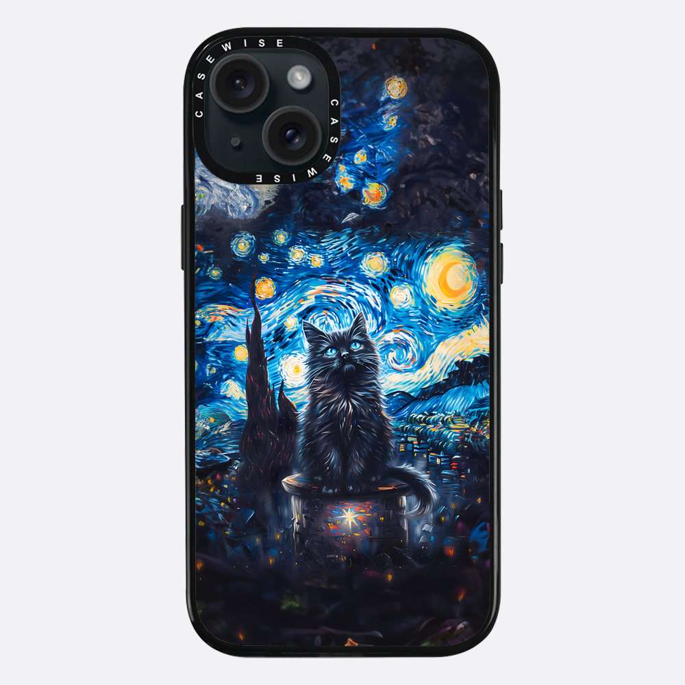 Black Starry Night Cat - Etui