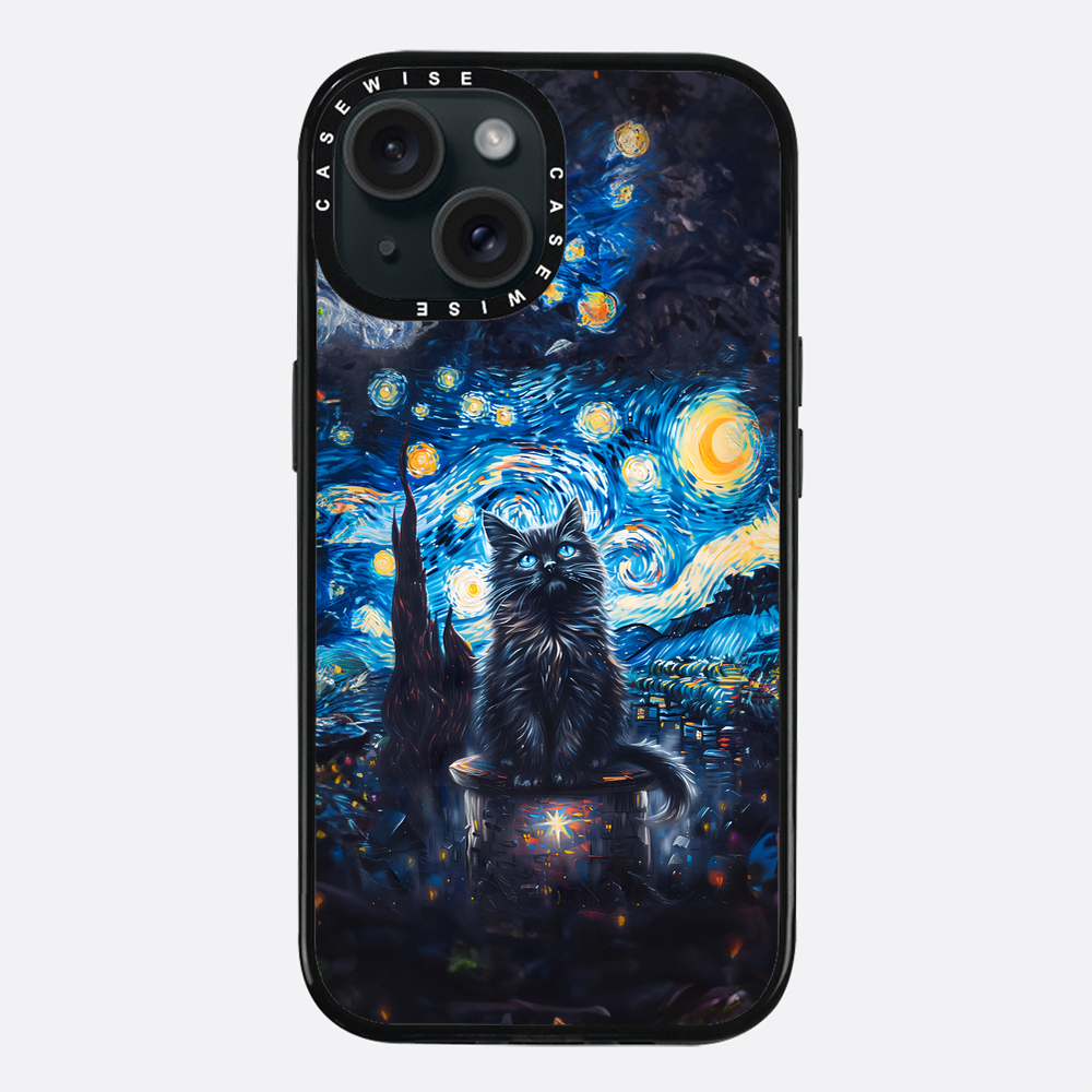 Black Starry Night Cat - Etui