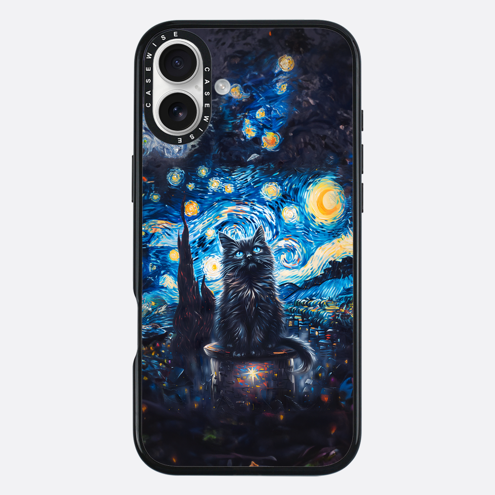 Black Starry Night Cat - Etui