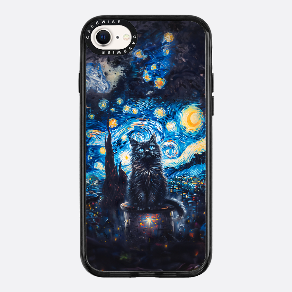 Black Starry Night Cat - Etui