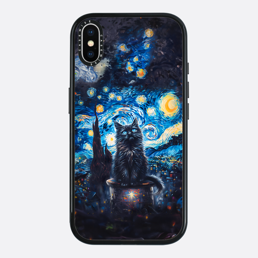 Black Starry Night Cat - Etui