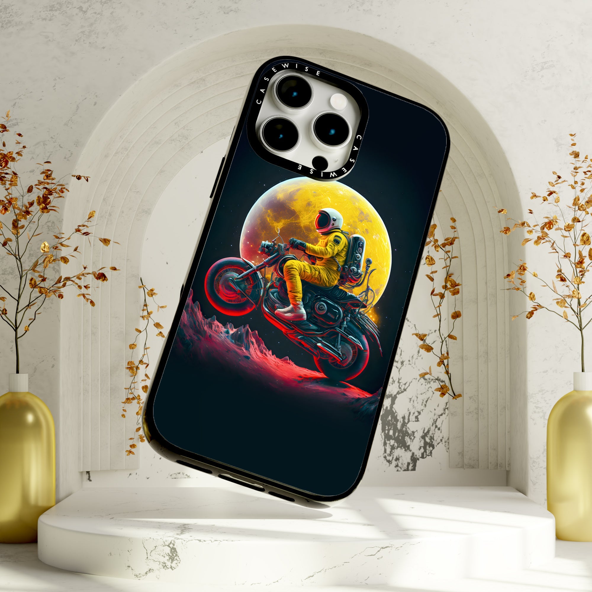 Astronaut on the moon riding a motor - Etui