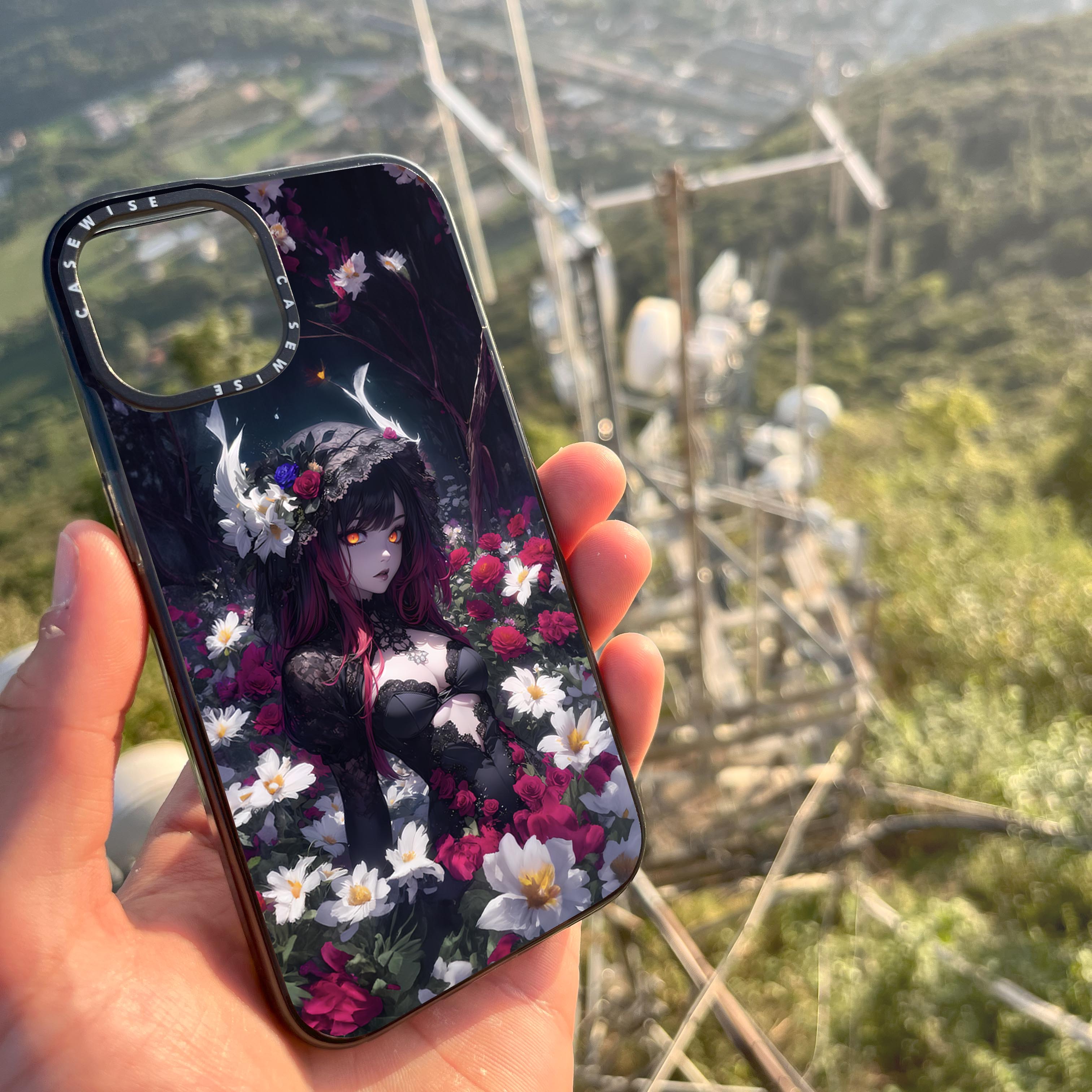 Floral Gothic Anime Girl - Etui