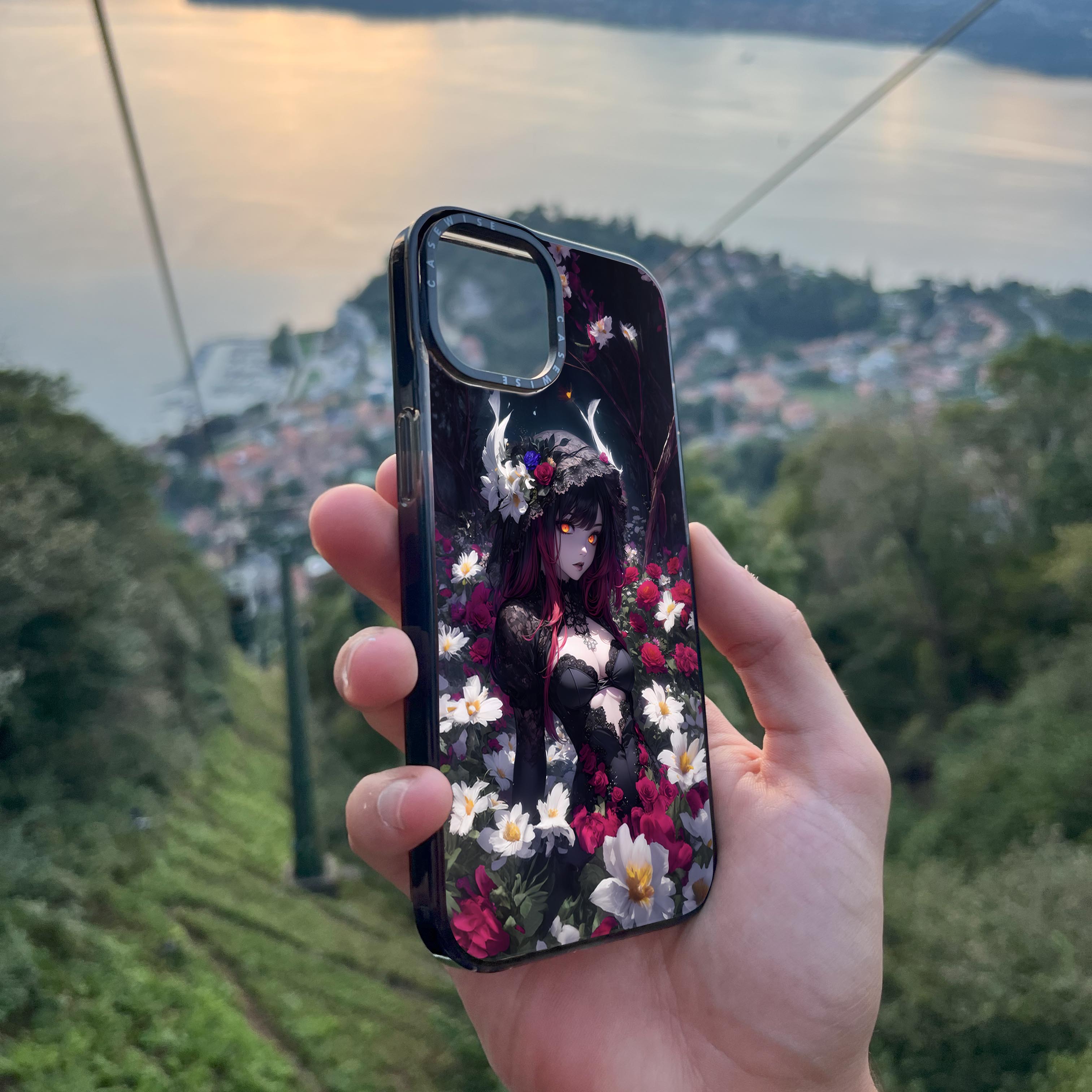 Floral Gothic Anime Girl - Etui