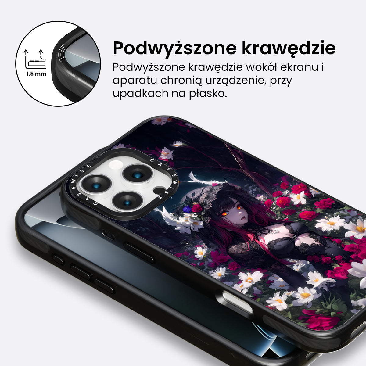 Floral Gothic Anime Girl - Etui