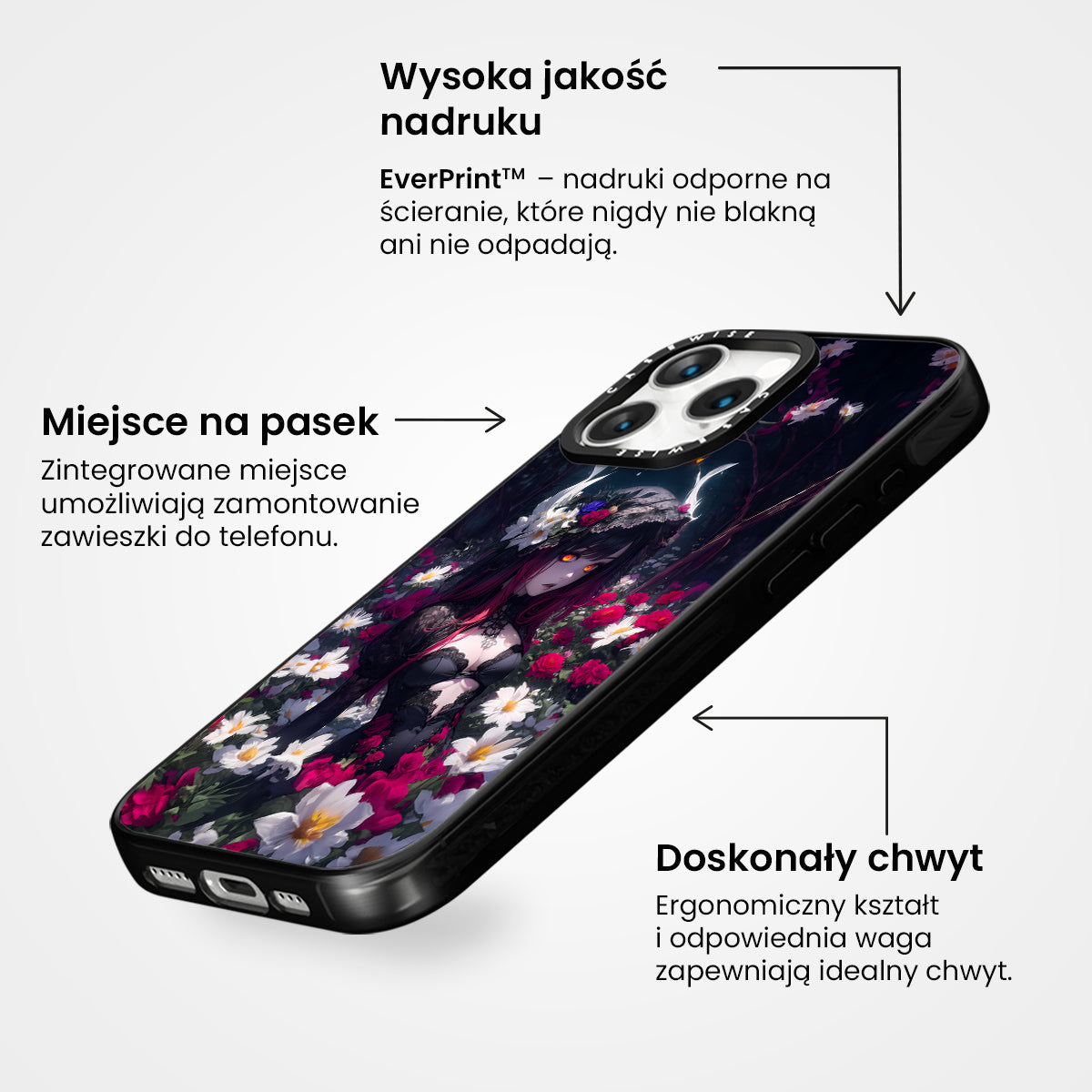 Floral Gothic Anime Girl - Etui
