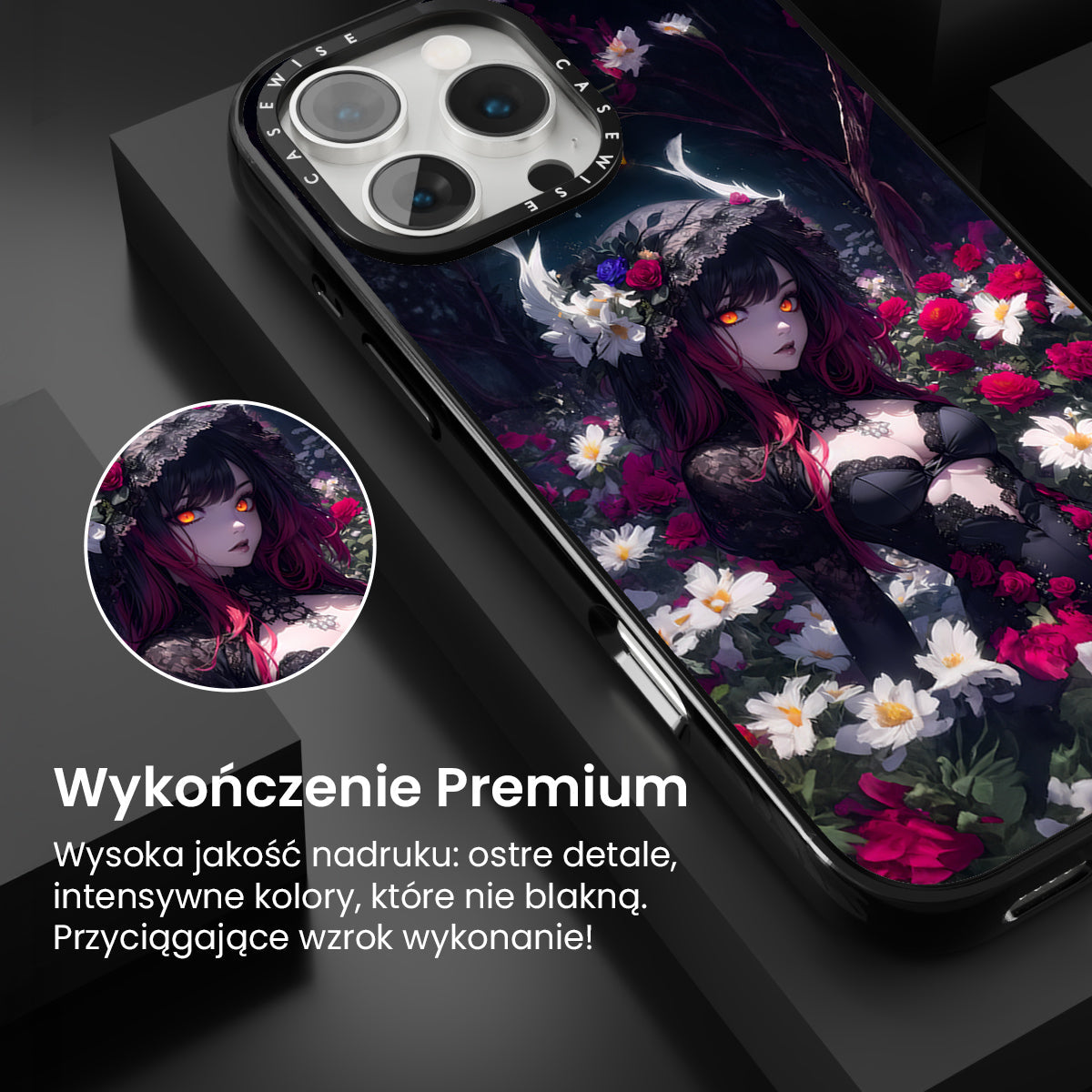 Floral Gothic Anime Girl - Etui