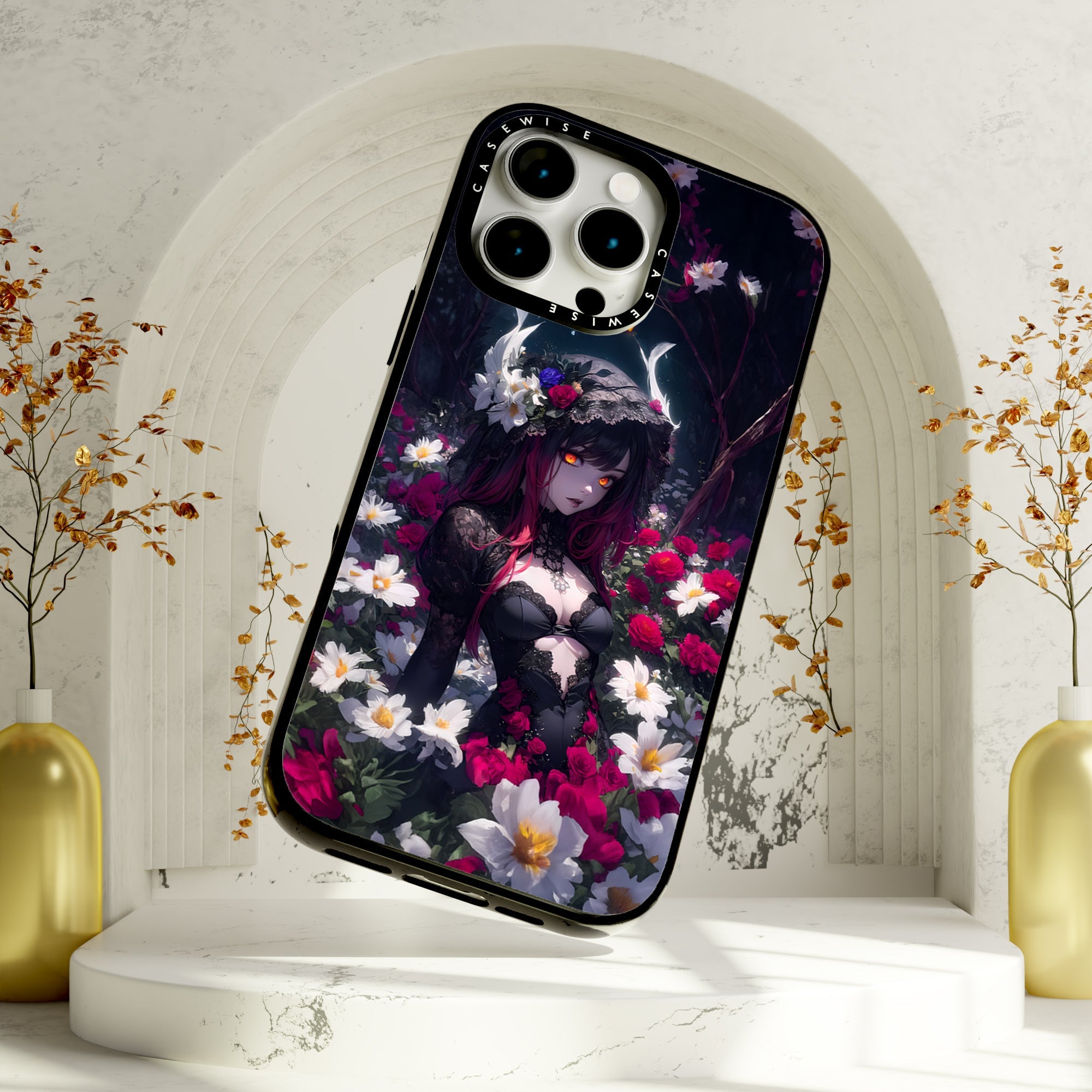 Floral Gothic Anime Girl - Etui