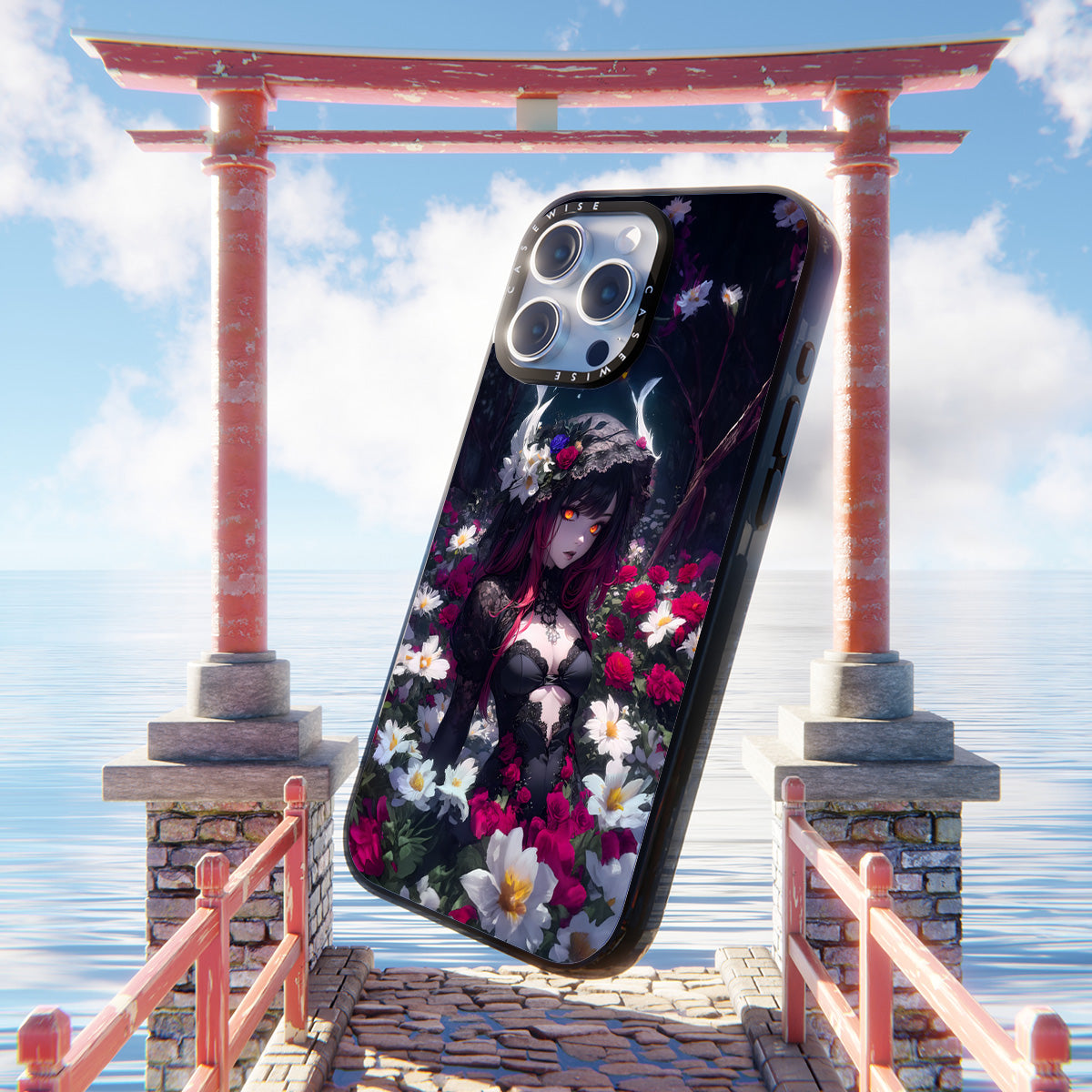 Floral Gothic Anime Girl - Etui