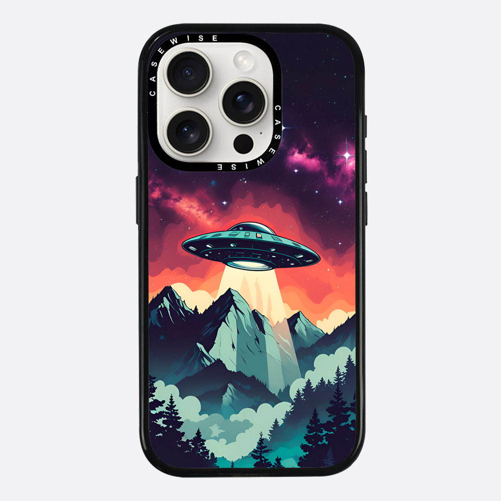 Ilustracja przedstawiająca UFO w stylu vintage z żywymi kolorami - Etui