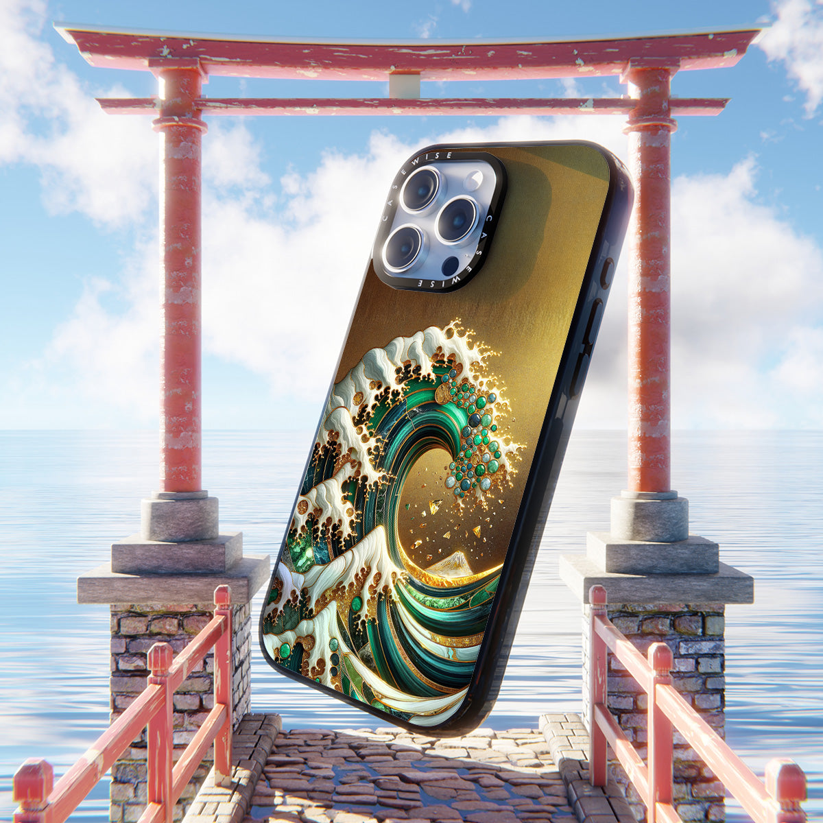 Gold Great Wave Abstract - Etui