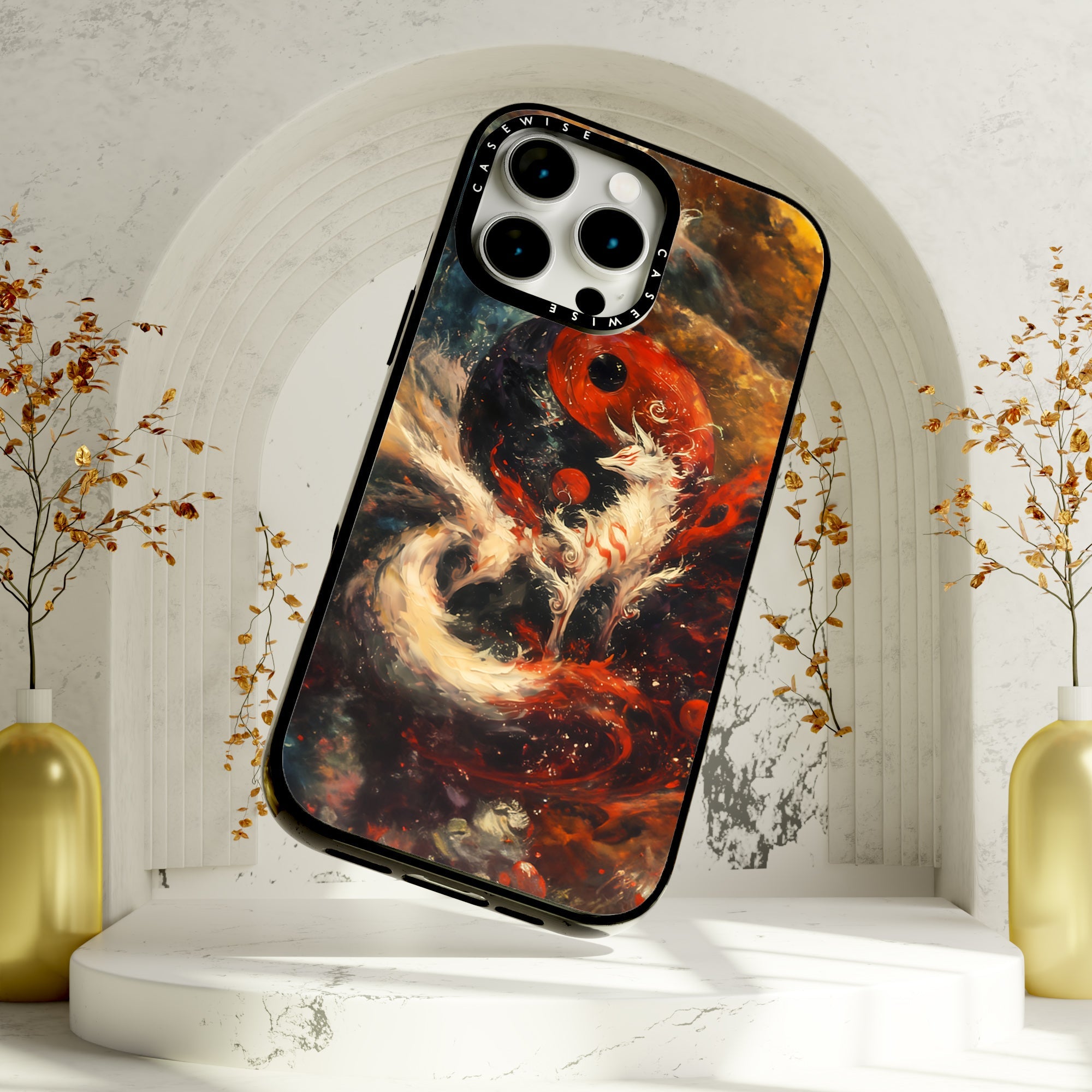 Red Kitsune Yin and Yang - Etui