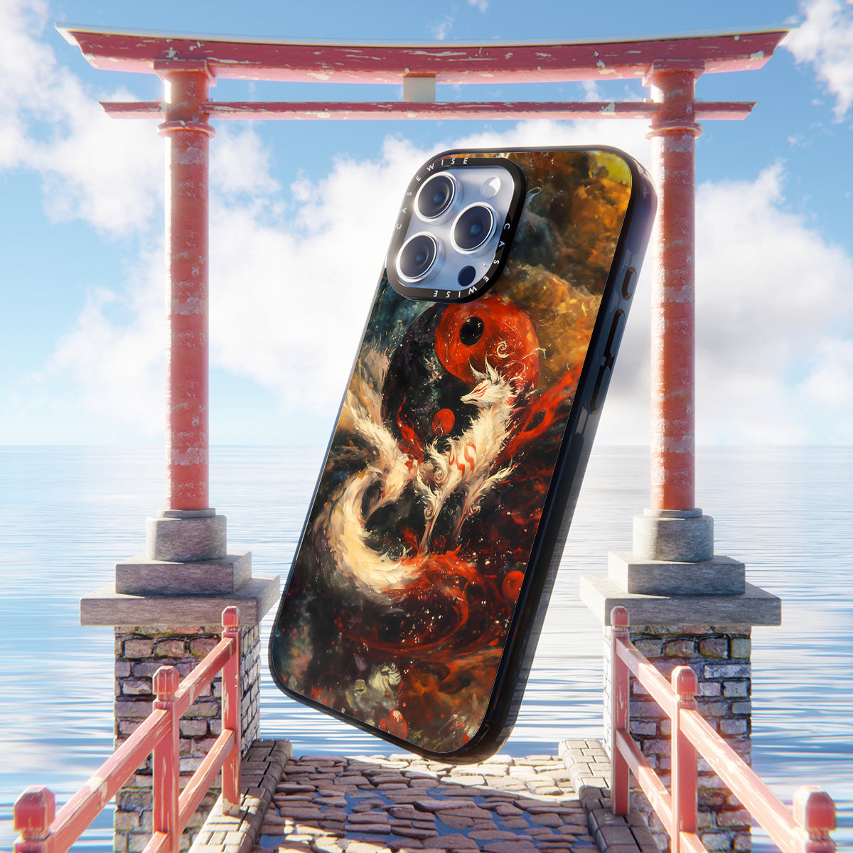 Red Kitsune Yin and Yang - Etui