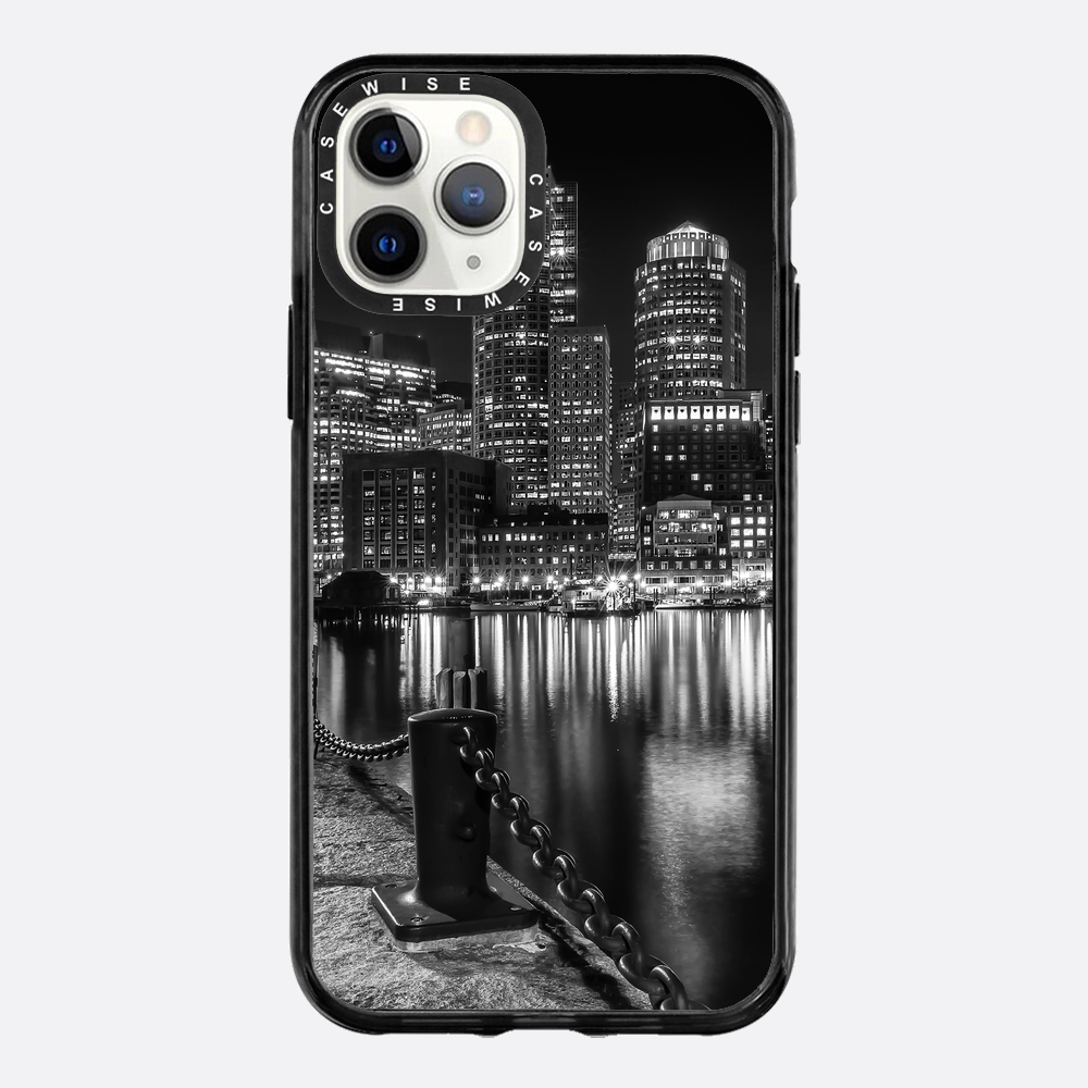 BOSTON Monochrome Fan Pier Park & Skyline at night - Etui