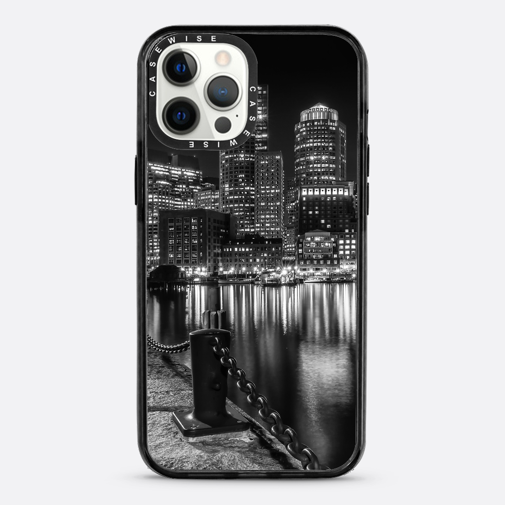 BOSTON Monochrome Fan Pier Park & Skyline at night - Etui