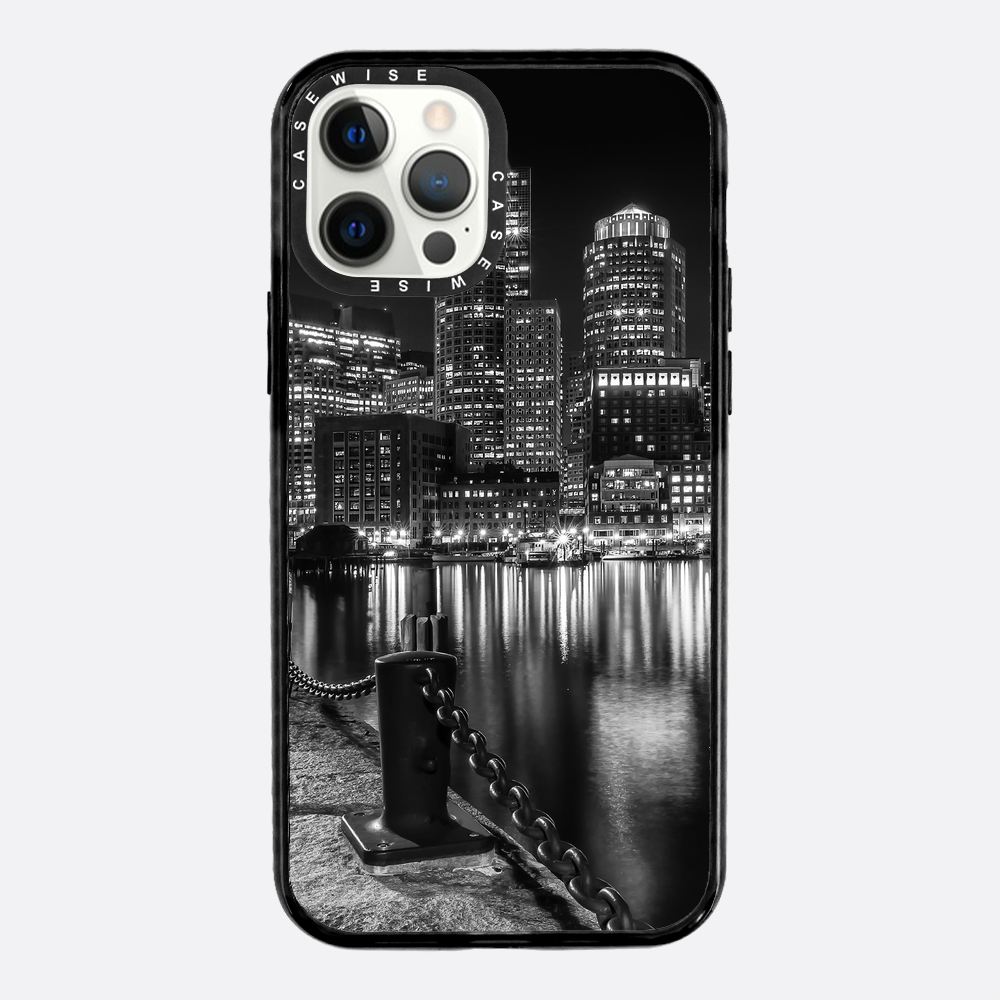 BOSTON Monochrome Fan Pier Park & Skyline at night - Etui