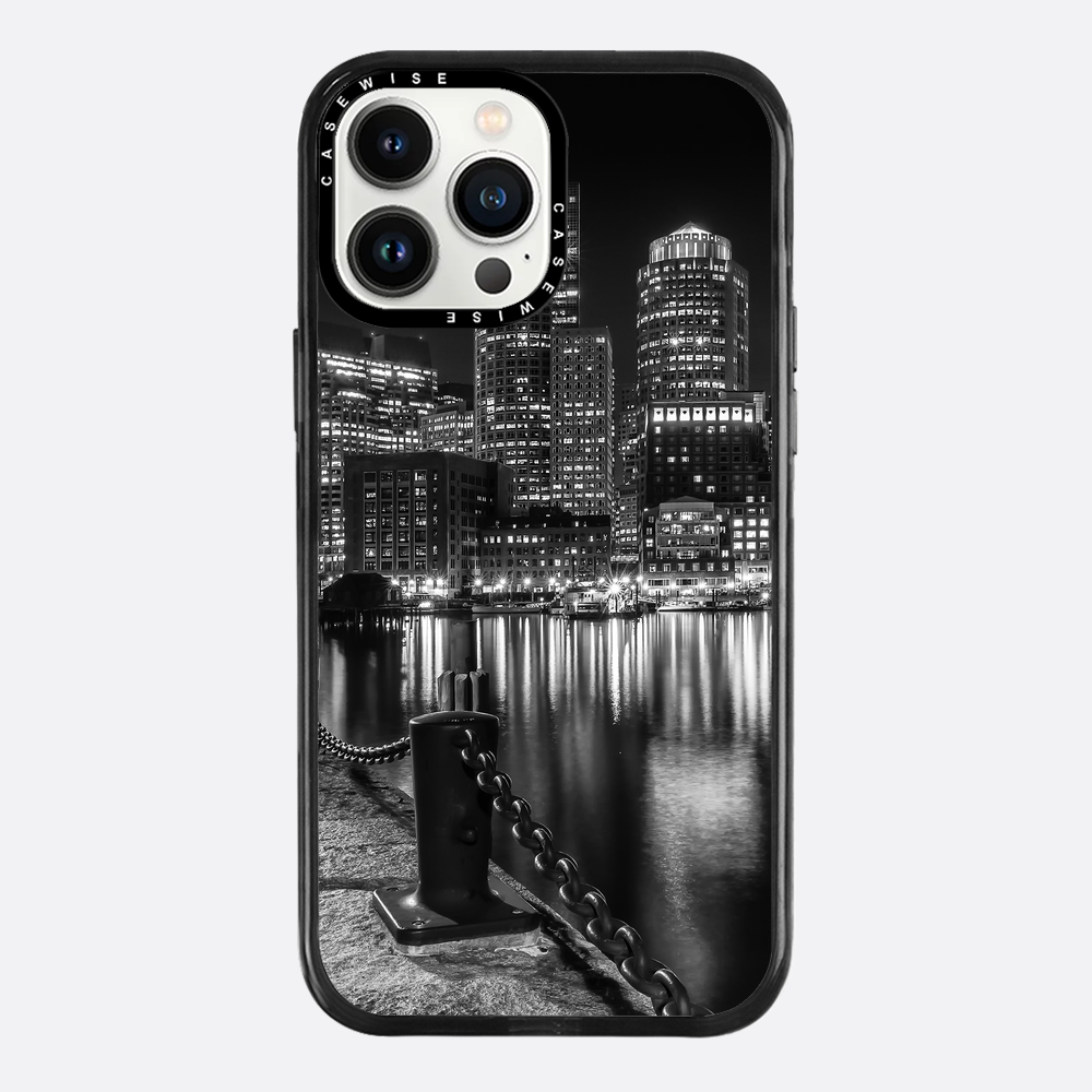 BOSTON Monochrome Fan Pier Park & Skyline at night - Etui