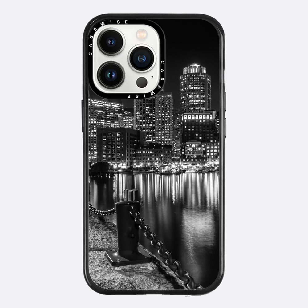 BOSTON Monochrome Fan Pier Park & Skyline at night - Etui