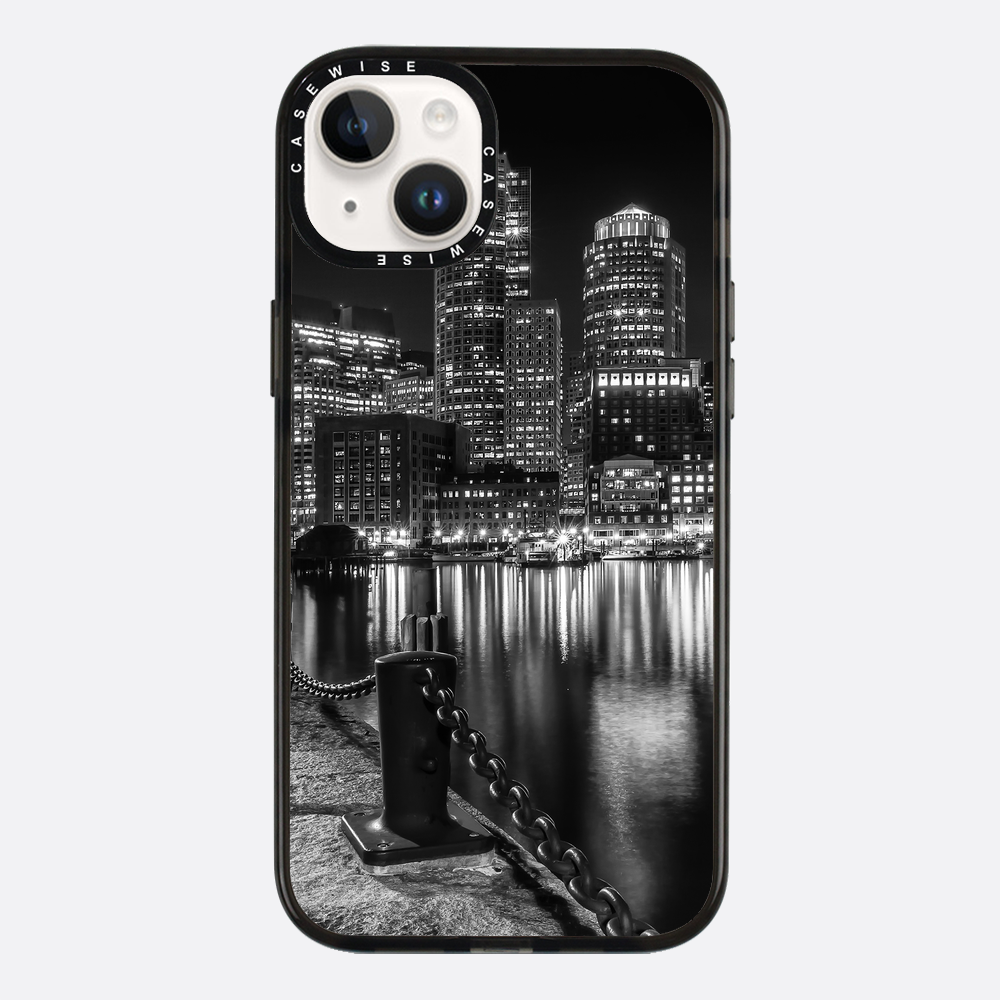 BOSTON Monochrome Fan Pier Park & Skyline at night - Etui