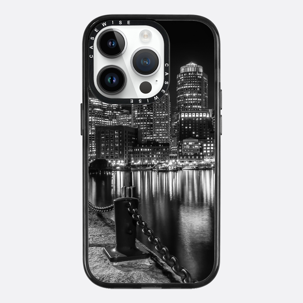 BOSTON Monochrome Fan Pier Park & Skyline at night - Etui