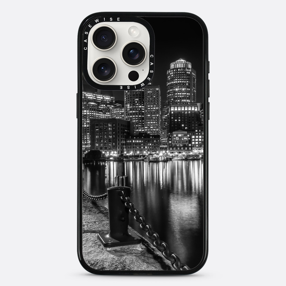 BOSTON Monochrome Fan Pier Park & Skyline at night - Etui