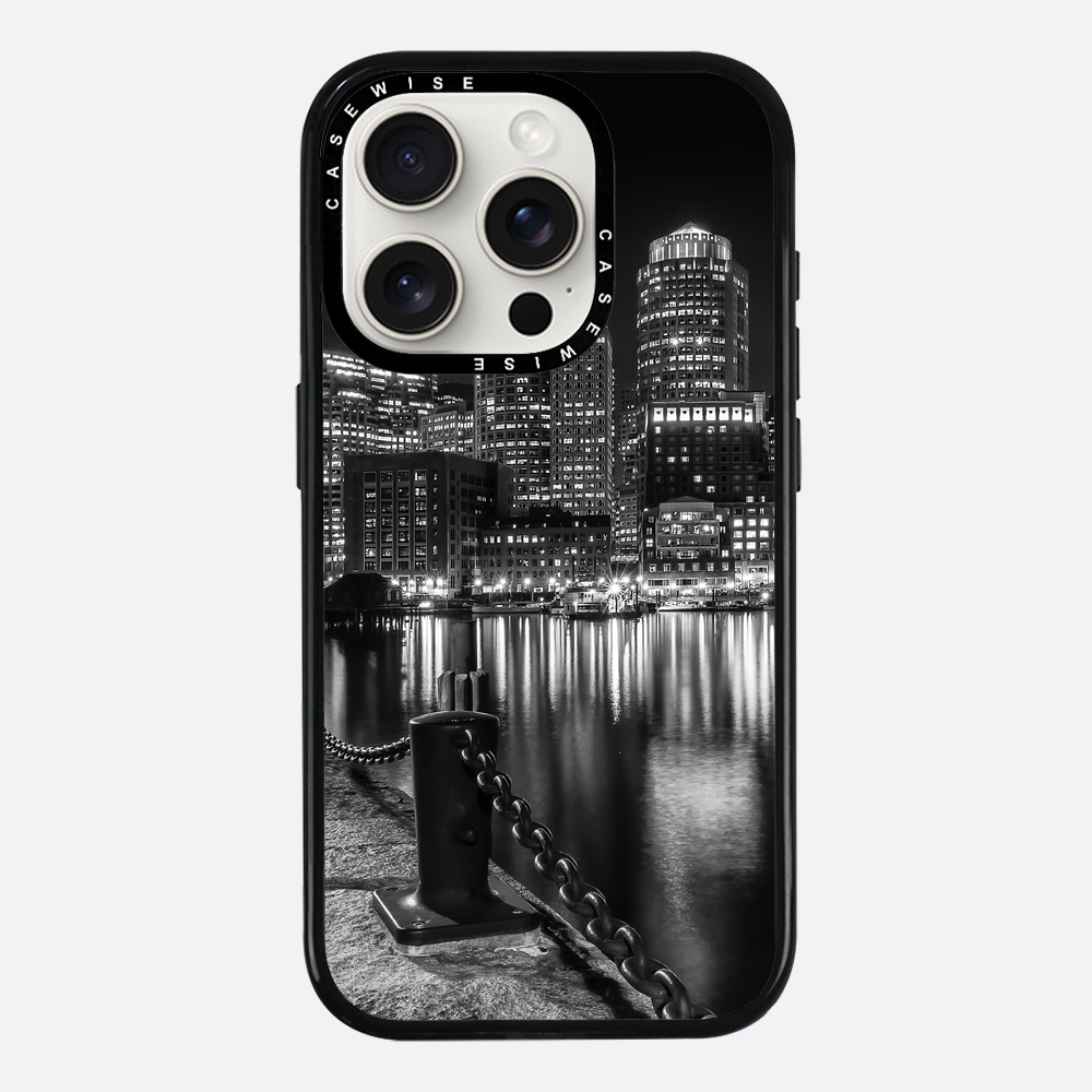 BOSTON Monochrome Fan Pier Park & Skyline at night - Etui