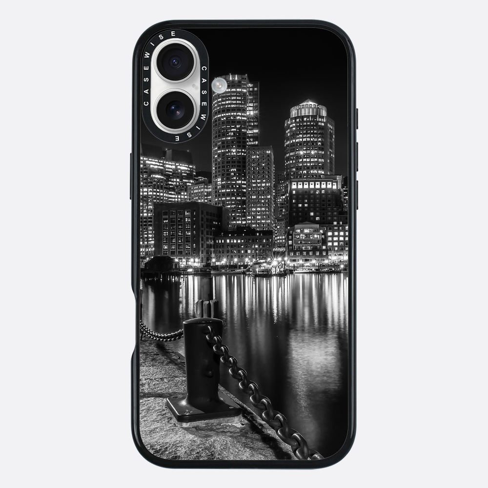 BOSTON Monochrome Fan Pier Park & Skyline at night - Etui