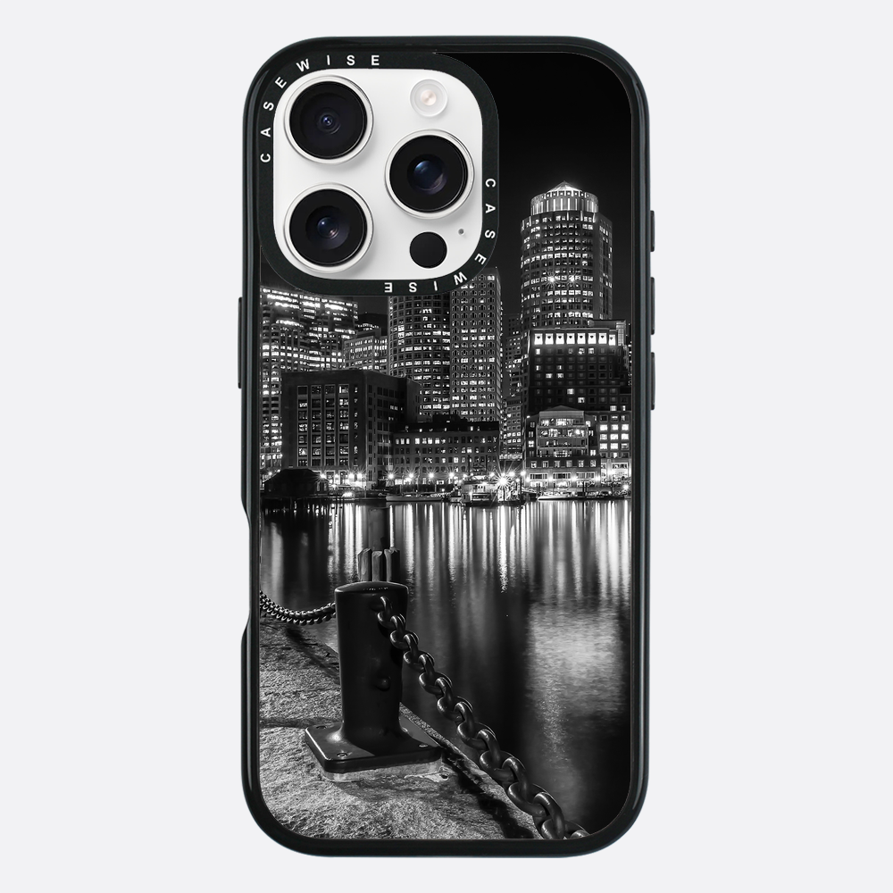 BOSTON Monochrome Fan Pier Park & Skyline at night - Etui