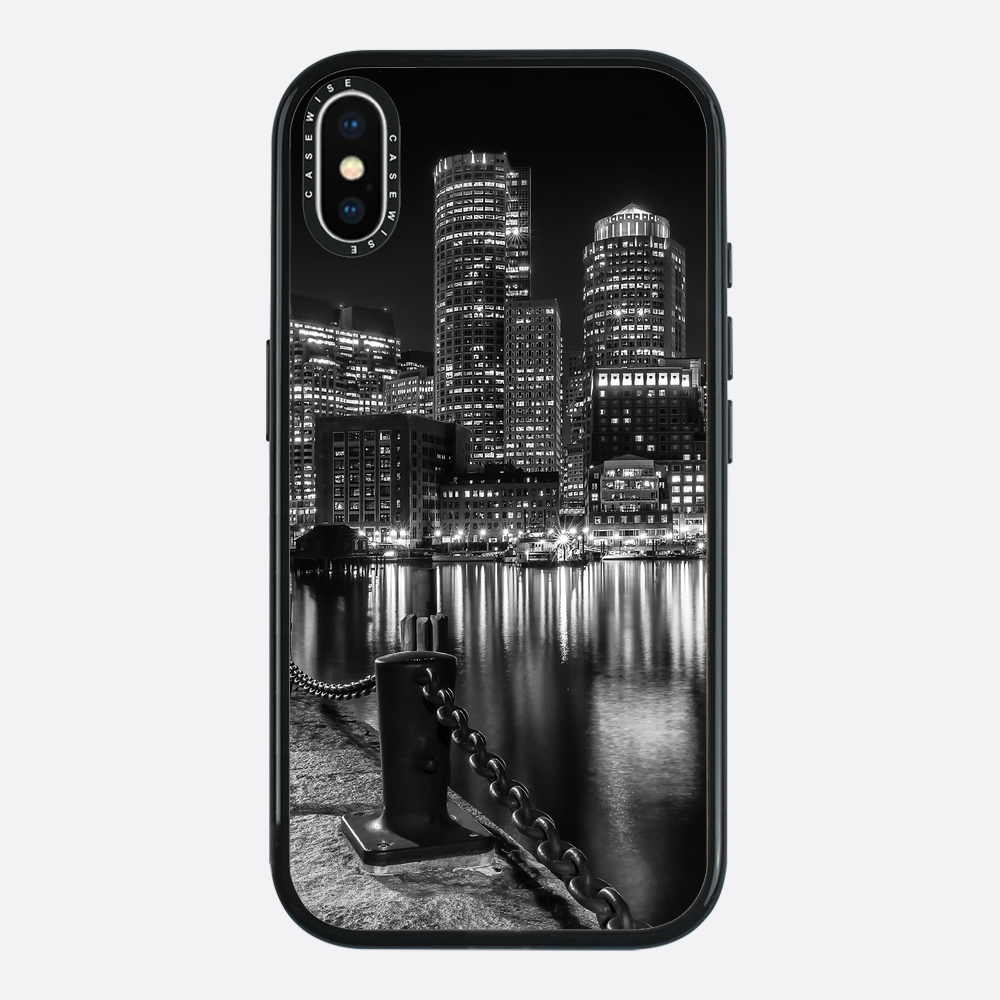 BOSTON Monochrome Fan Pier Park & Skyline at night - Etui