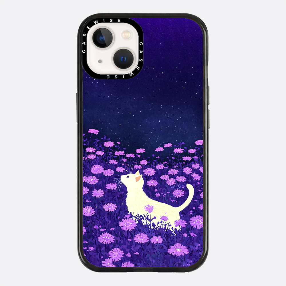 Cute White Cat Pink Flowers - Etui