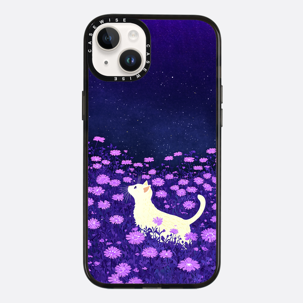 Cute White Cat Pink Flowers - Etui