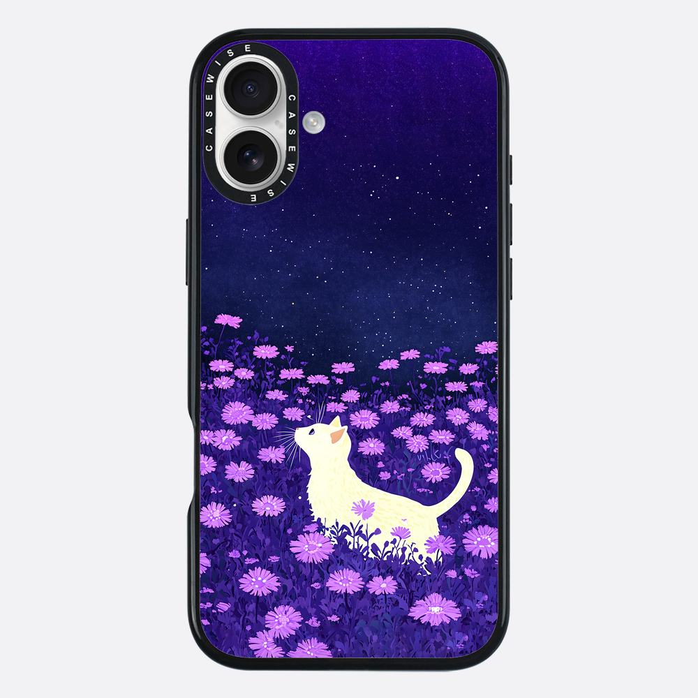 Cute White Cat Pink Flowers - Etui