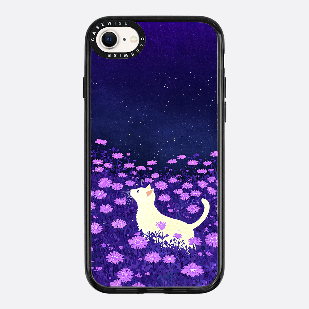 Cute White Cat Pink Flowers - Etui