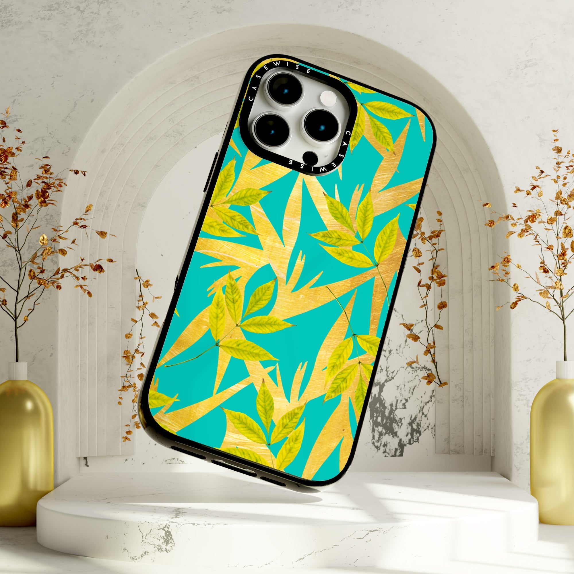 Gold & Teal Florals