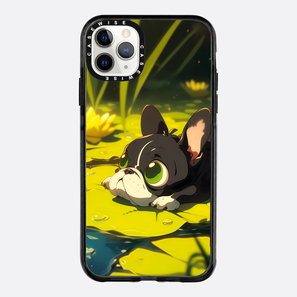 Cute Pug on green Sea Rose - Etui