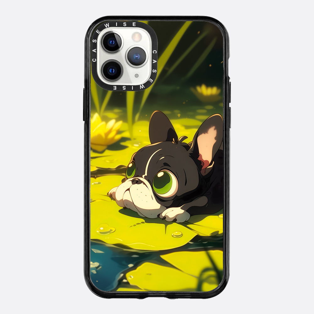 Cute Pug on green Sea Rose - Etui