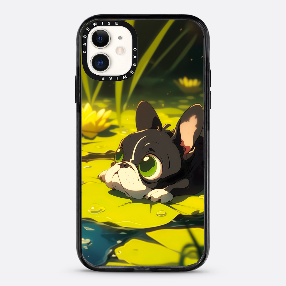 Cute Pug on green Sea Rose - Etui