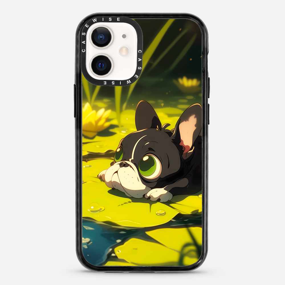 Cute Pug on green Sea Rose - Etui