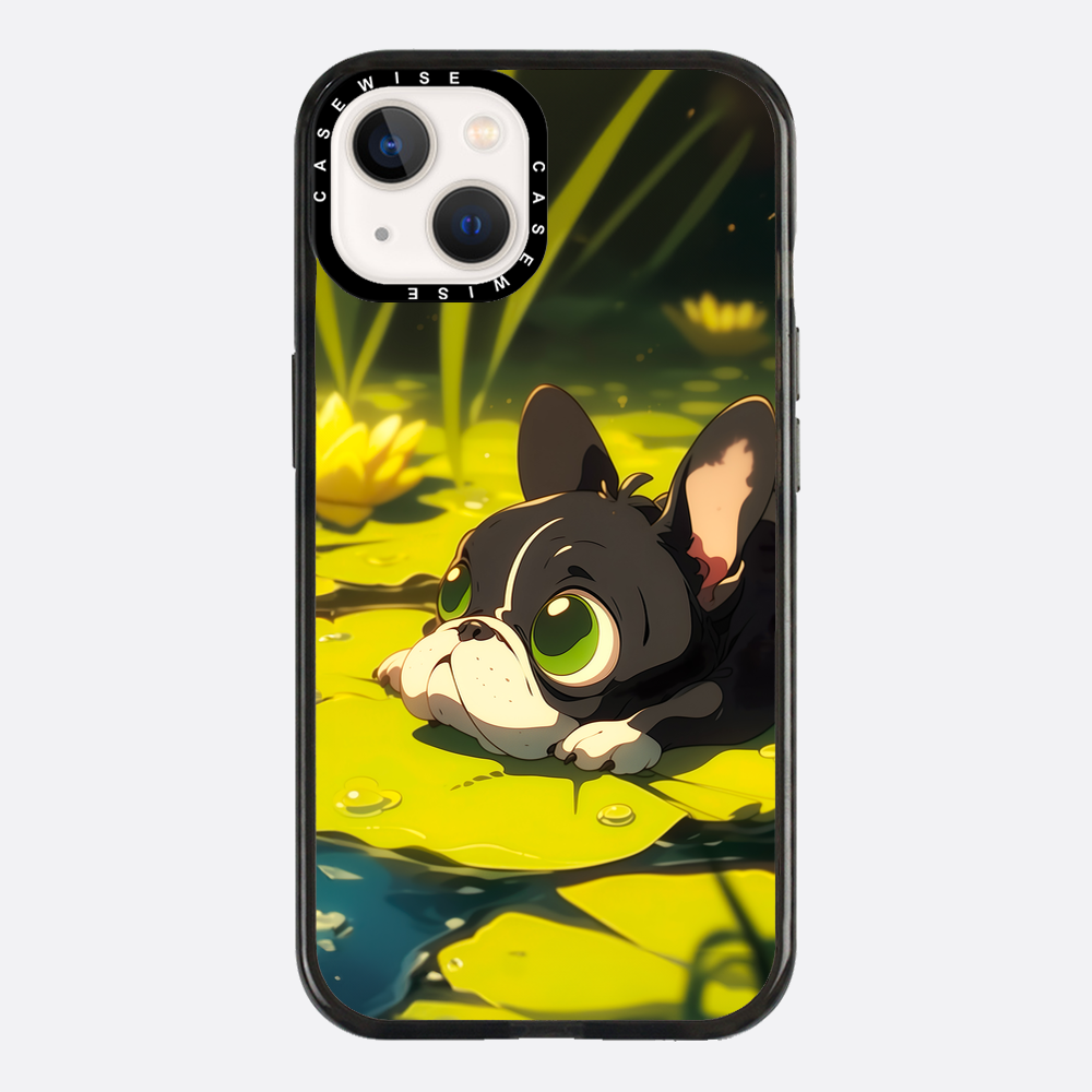 Cute Pug on green Sea Rose - Etui