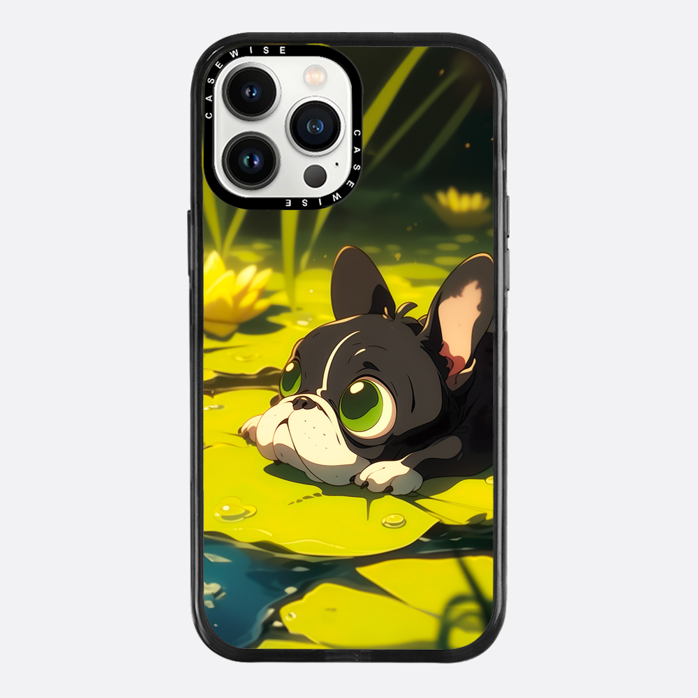 Cute Pug on green Sea Rose - Etui