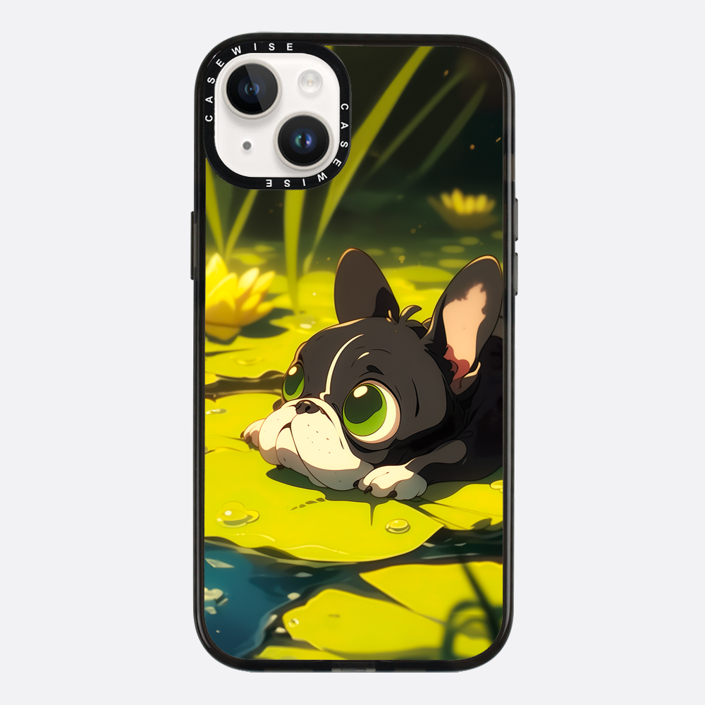 Cute Pug on green Sea Rose - Etui