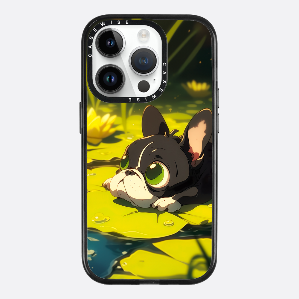Cute Pug on green Sea Rose - Etui