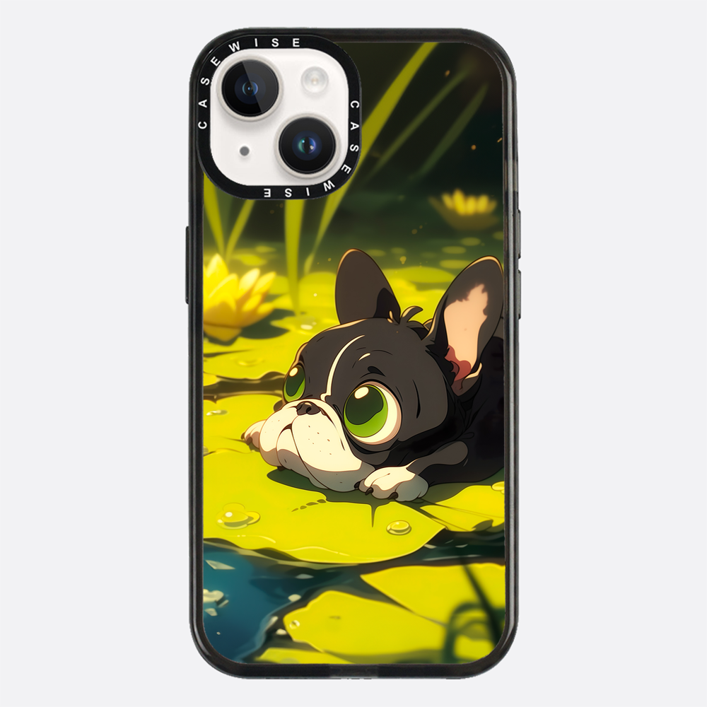 Cute Pug on green Sea Rose - Etui