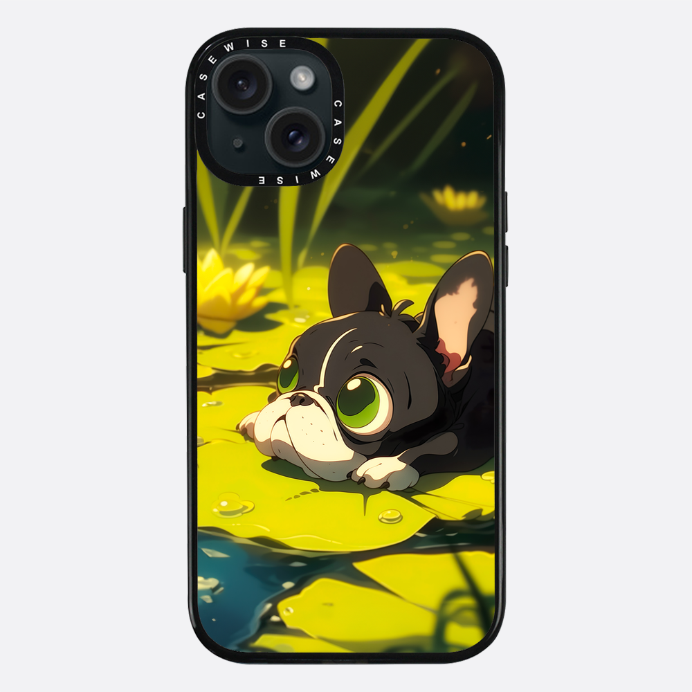 Cute Pug on green Sea Rose - Etui