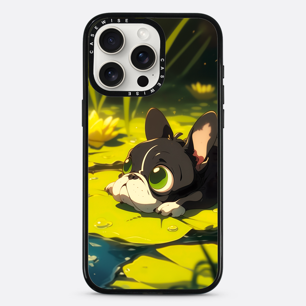 Cute Pug on green Sea Rose - Etui