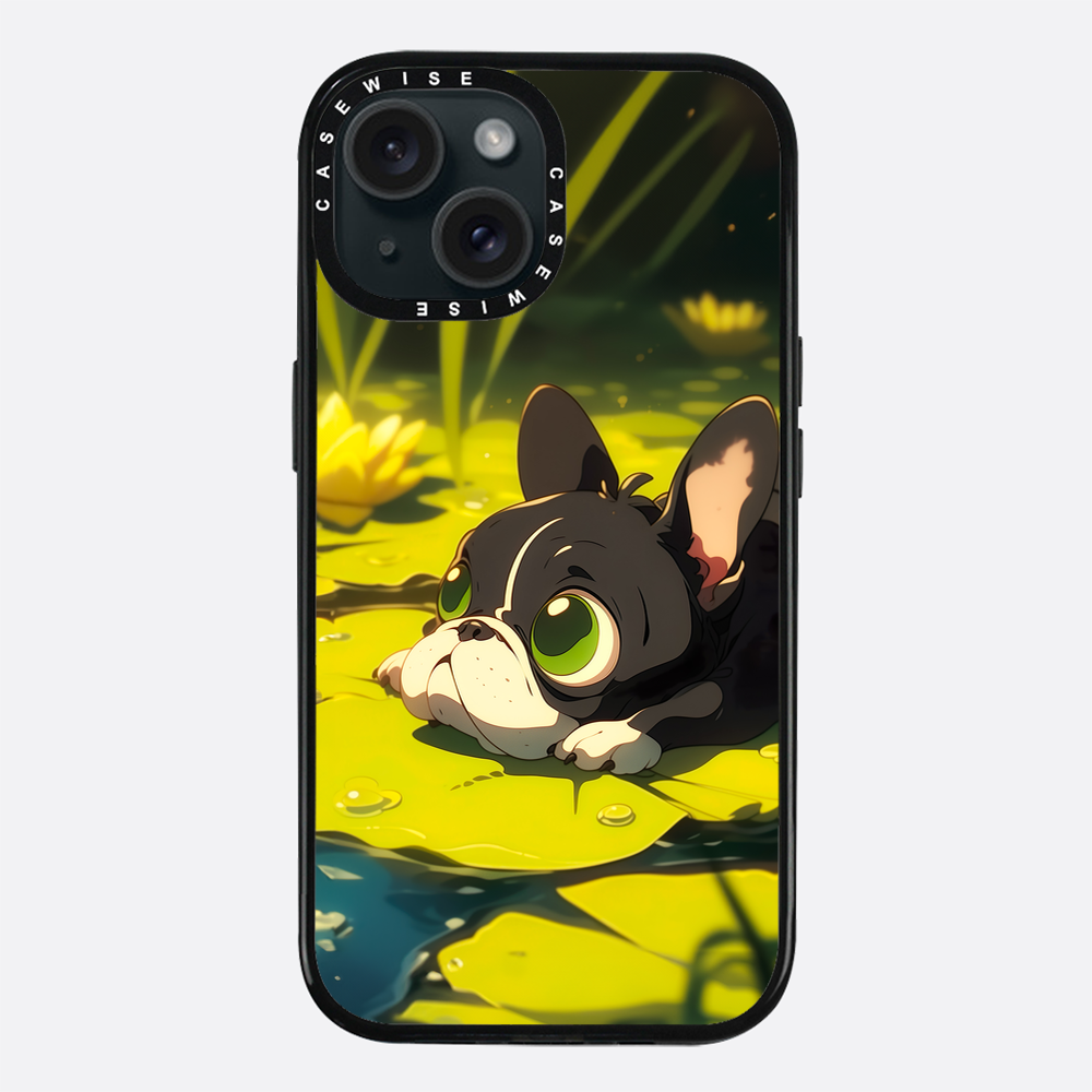Cute Pug on green Sea Rose - Etui