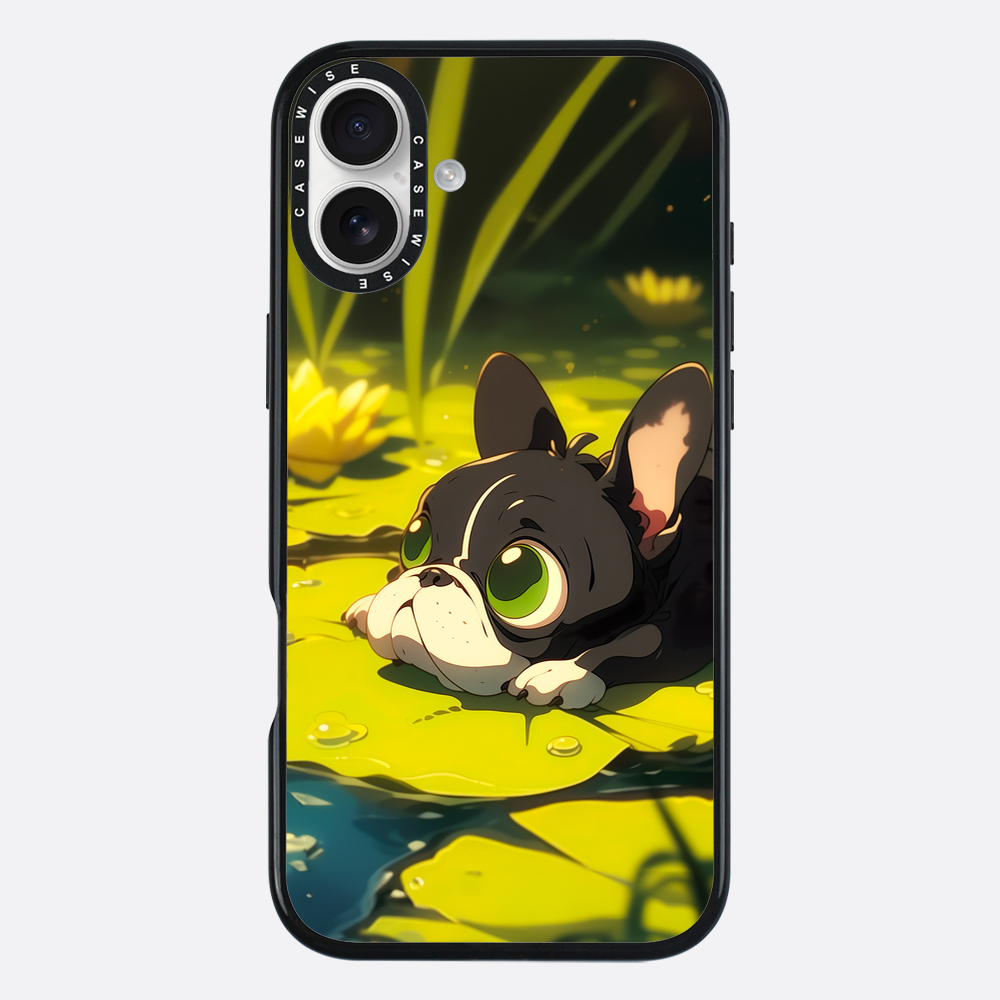 Cute Pug on green Sea Rose - Etui