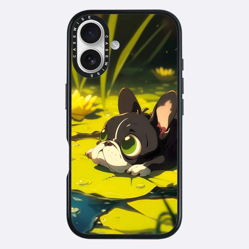 Cute Pug on green Sea Rose - Etui