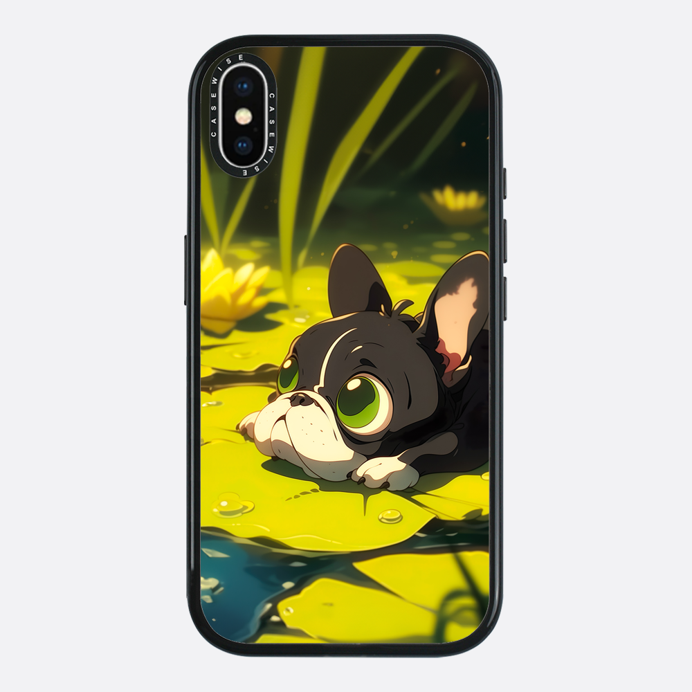 Cute Pug on green Sea Rose - Etui