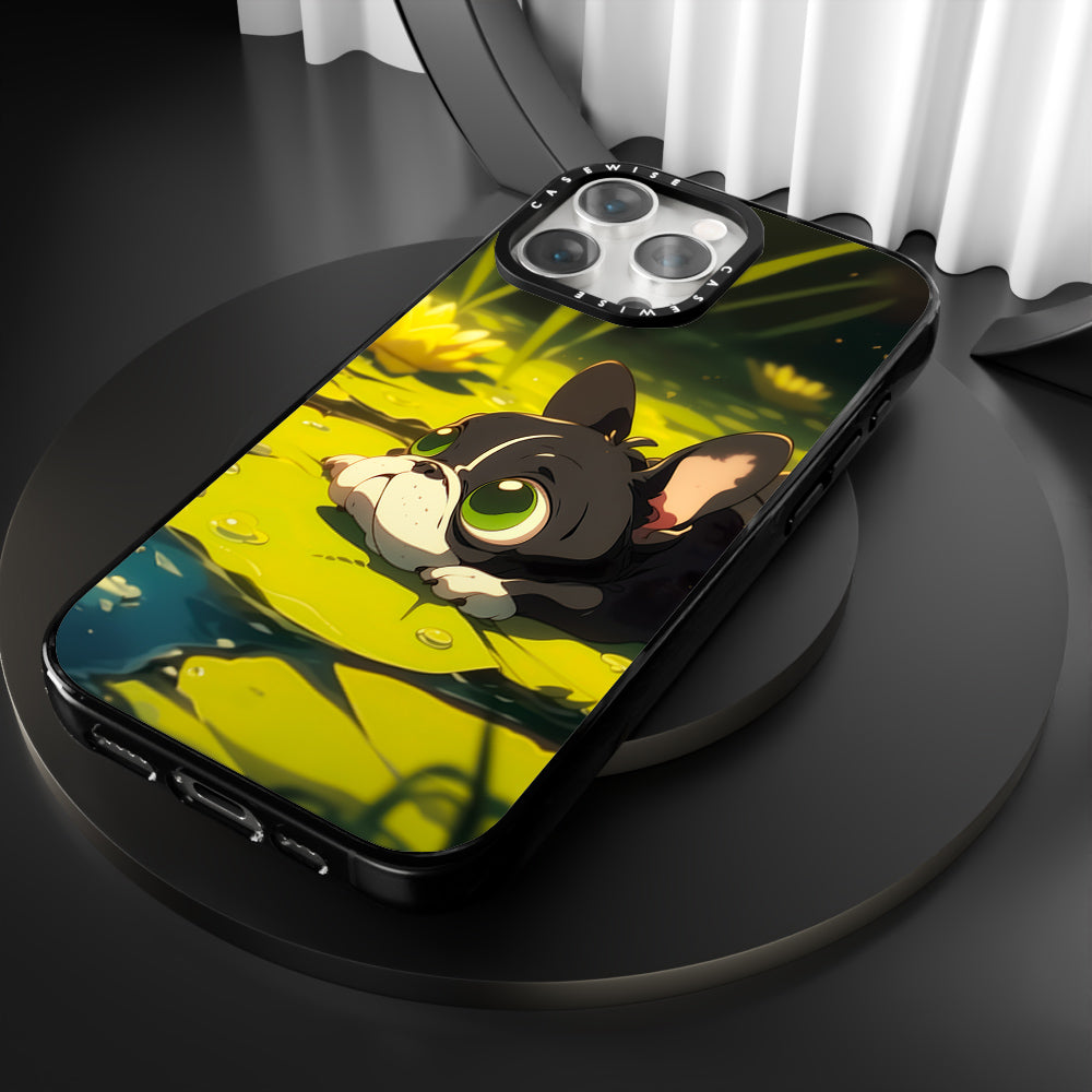 Cute Pug on green Sea Rose - Etui